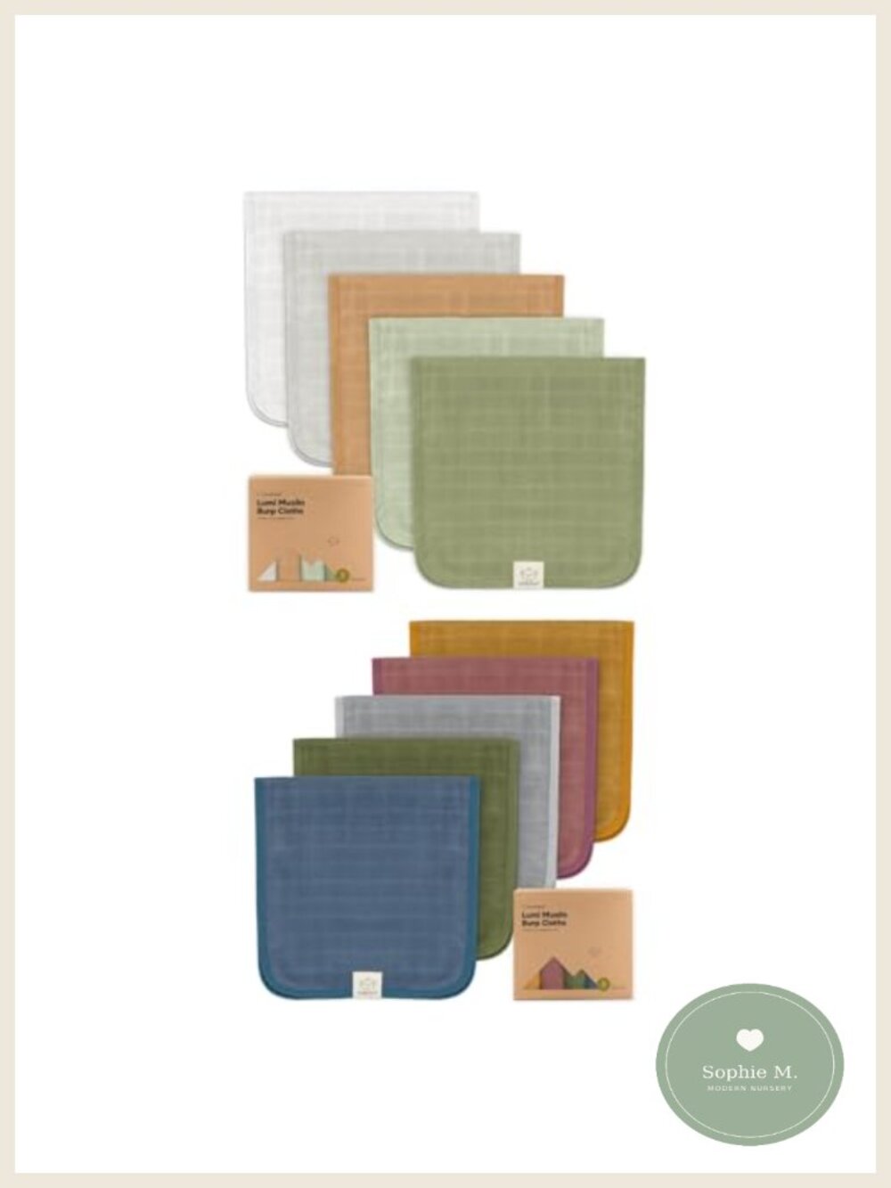 Muslin Burp Cloths 5-Pack Cotton Soft Absorbent Large 20x10